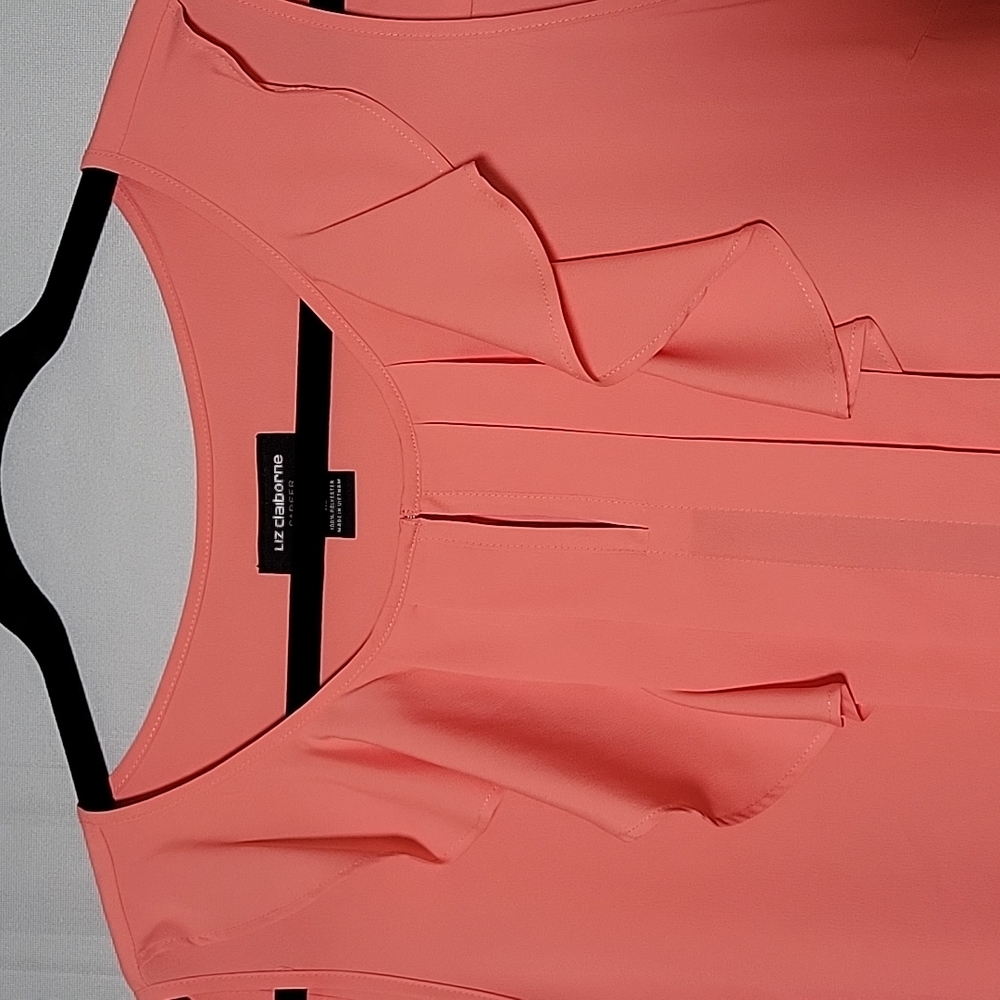 Liz Claiborne Career Coral Shell Top XL - Picture 2 of 6